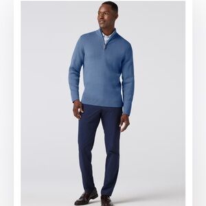NWT Mizzen + Main Hillcrest Quarter Zip color denim blue solid size Large